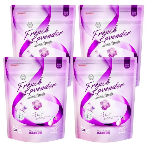 탑스텝 프렌치라벤더캡슐세제 캡슐세탁세제 세트, 33개입, 4개