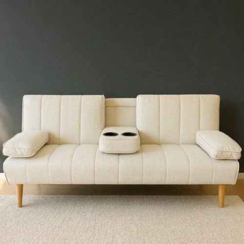 Eychel 접이식 3인용 쇼파 베드 패브릭 거실 소파베드, 크림 1670mm