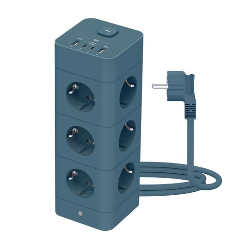 에코너 타워 멀티탭, 3단 16구 / 얼루어블루, 1개