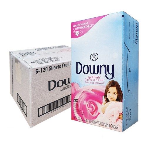 다우니 건조기시트 실내건조 섬유유연제 드라이시트 정전기방지 120매 6개