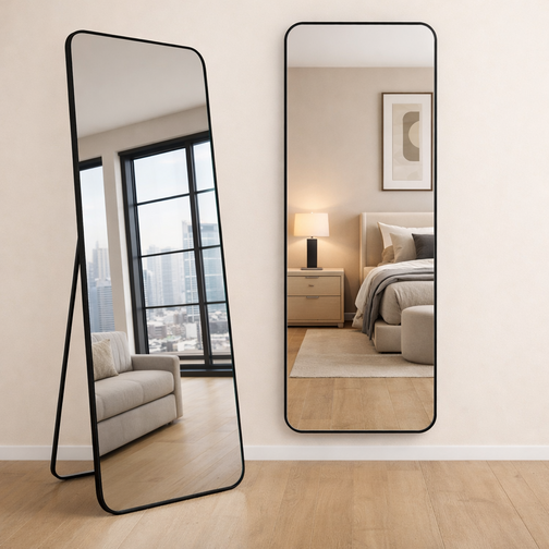 헤븐하임 스탠드 벽걸이 전신거울, BLACK블랙