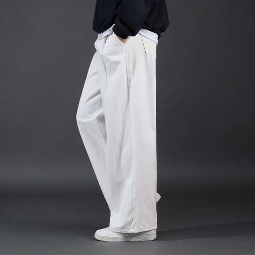 후앙스 데일리 3기장 허리스트랩 앞투턱 와이드 코튼 팬츠 GZCP5206