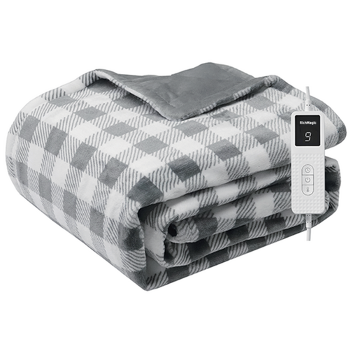 RichMagic 체크 플란넬 전기요 양면 극세사 전기담요 이불 전기매트, 그레이체크