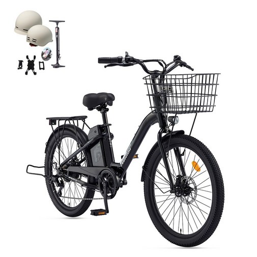 삼천리 2026 24 팬텀 이콘 D 전기자전거 시티형 도심형 생활형 자전거 파스 스로틀 겸용, 블랙, 알루미늄