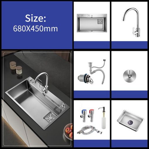 304 스테인레스 스틸 대형 싱글 슬롯 주방 싱크대 접시 야채 세면대 그릇 Udermount 탑 마운트 드레인 액세