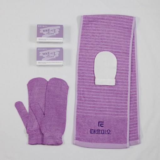 때르미오 목욕 6종 풀세트, 보라때장갑, 등타올, 1세트, 1개입