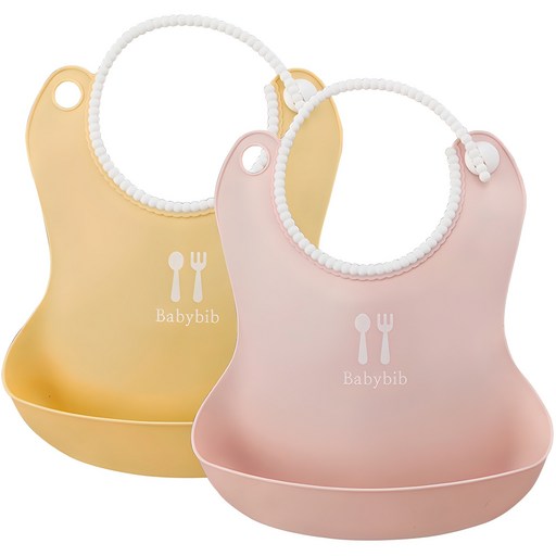 TALLSTOY New Baby Bib 圍兜, 柔和粉 + 柔和黃, 2入, 1套