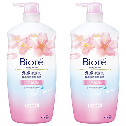 Biore 蜜妮 台灣公司貨 淨嫩沐浴乳 浪漫櫻花香 水采保濕型, 1kg, 2瓶
