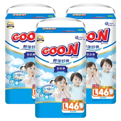 GOO.N 大王 輕薄舒爽 紙尿布 褲型 9~14kg, L, 138片