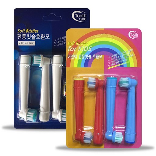 투스케어 오랄비 전동칫솔 호환 칫솔모 일반용 4p  어린이용 2종 x 2p 세트, 8p, 1세트