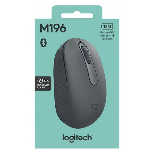 logitech 羅技 無線藍芽滑鼠, M196, 石墨黑