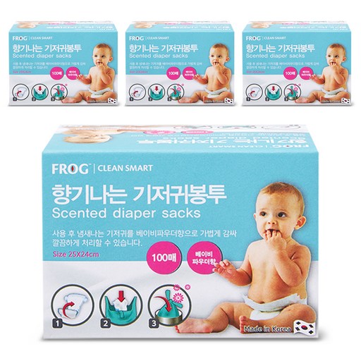 SINCERELY Frog 尿布垃圾袋 爽身粉香 100入, 4盒