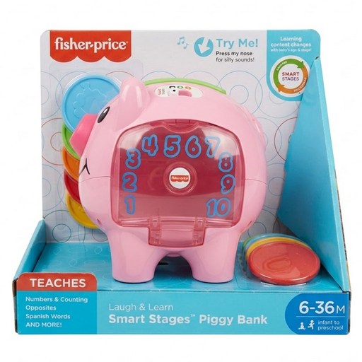 fisher-price 費雪 智慧學習小豬撲滿, 粉色, 1個