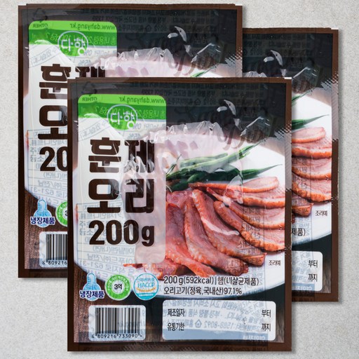 다향 훈제오리 200g 3팩 풍미 가득한 건강한 간식