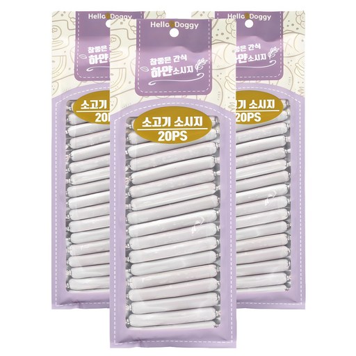 참좋은간식 강아지 하얀소시지 간식, 소고기, 180g, 3개