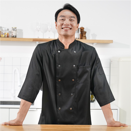 ChefBruno 輕便按扣七分廚師服
