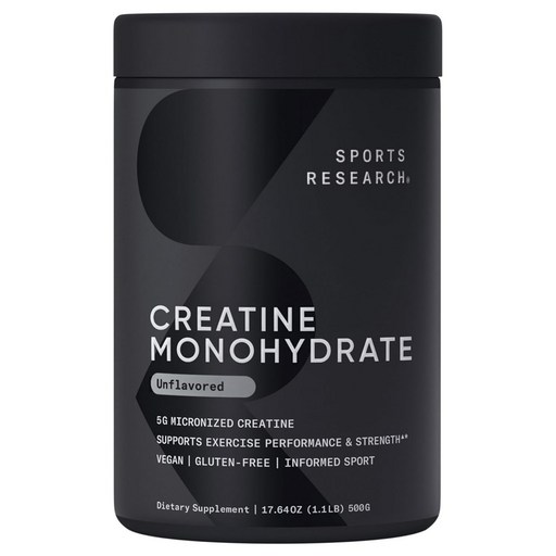 SPORTS RESEARCH 一水肌酸粉 無味, 500g, 1罐