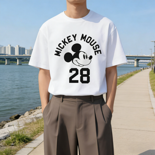 퓨어몰링 남녀공용 디즈니 미키 마우스 커플 반팔티 남자 여자 오버핏 반팔 티셔츠