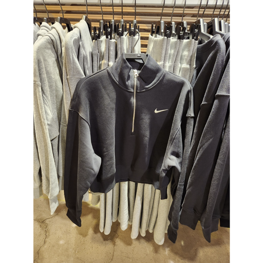 국내매장 나이키 오버사이즈 피닉스 플리스 하프집 크롭 스웨트셔츠 집업 긴팔 블랙 DQ5768010