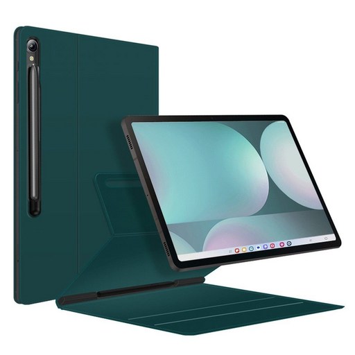 VISBYH 비스비 갤럭시탭 S10FE플러스 S펜수납 마그네틱 북커버 케이스, 미드나잇그린