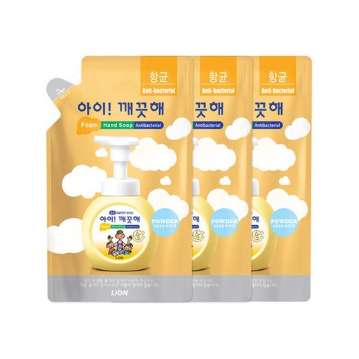 아이깨끗해 향균 폼 핸드솝 핸드워시 손세정제 순 리필 450ml 3개 효과적인 손 세정과 위생 유지