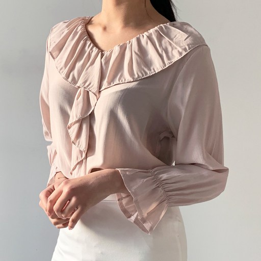 50 한정수량 Big세일 메이킹유 러플 프릴 브이넥 긴팔 802디나잇블라우스