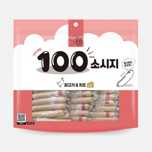 펫어스 대용량 강아지 고양이 겸용 백소시지 100p5p 증정 북어맛, 900g, 100개, 혼합맛닭고기치즈