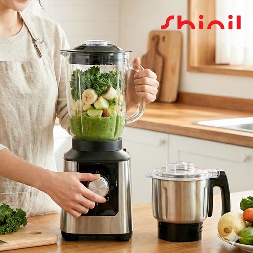 신일 대용량 초강력 2in1 다지기 믹서기 분쇄기 이유식 건강주스 야채 스무디 1.75L, 신일 2in1 분쇄믹서기