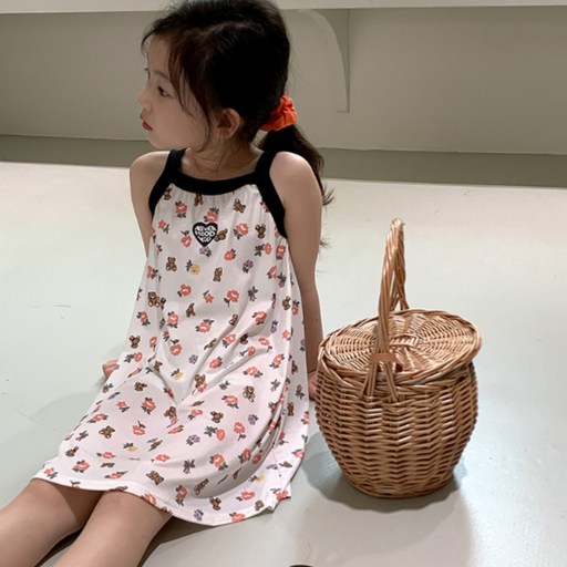 마이슈마켓 유아 여아 바캉스룩 어린이 아동 키즈 나시 민소매 원피스 파자마 잠옷원피스 여름