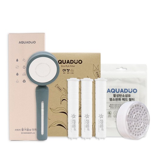 아쿠아듀오 블라썸 샤워기  PLA 필터 3p  2차 ACF 헤드필터 세트, 1개, 하와이안블루샤워기