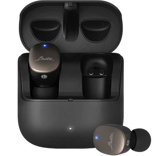 브리츠 무선 충전 방수 고음질 커널형 블루투스 이어폰, FlipTWS7, 블랙, 20시간
