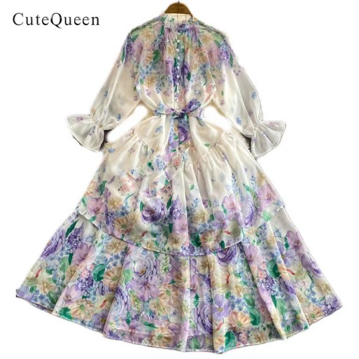 JoYouth 러블리 로맨틱 플로럴 플라워 쉬폰 루즈핏 롱 원피스 봄 여름 홀리데이 해변 비치 바캉스 여자 여성 캐주얼 심플 빈티지 유니크 GH167085