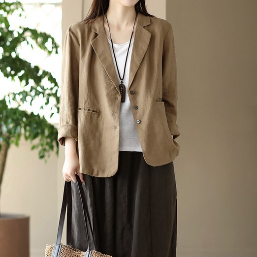 봄 여름 여성 린넨 데일리룩 긴팔  정장  캐주얼 자켓 통기성  아우터 다양한 색상 다양한 체형 룩편 안한 착용감
