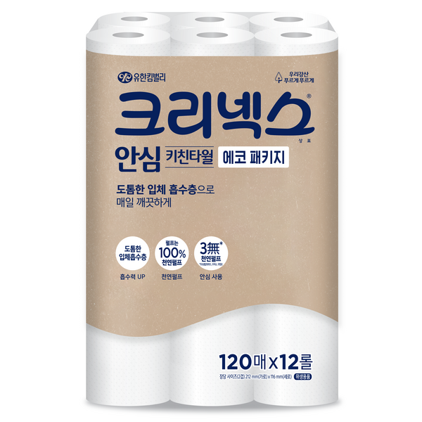 크리넥스 안심 천연펄프 키친타월 에코 패키지, 120매, 12개 솔직 후기 | 실사용자 리뷰 분석 - 대표 이미지