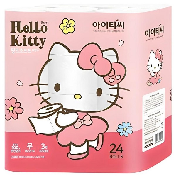헬로키티 핑크소프트 천연펄프 3겹 롤화장지 30m, 24롤, 1개 솔직 후기 | 실사용자 리뷰 분석 썸네일