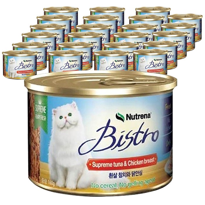 비스트로 고양이용 흰살참치와 닭안심 캔, 생선, 160g, 24개입