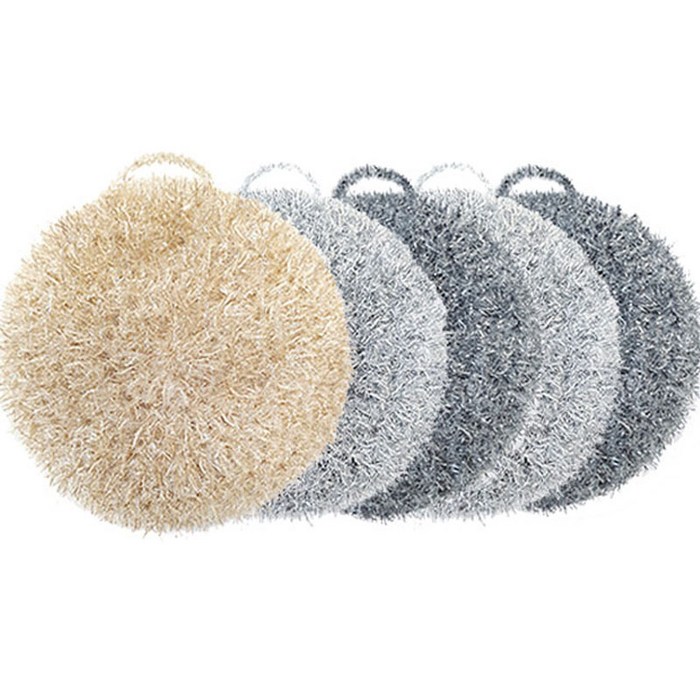 선우랜드 모던한 원형 두겹 아크릴 수세미 5p 세트, 혼합색상, 1세트