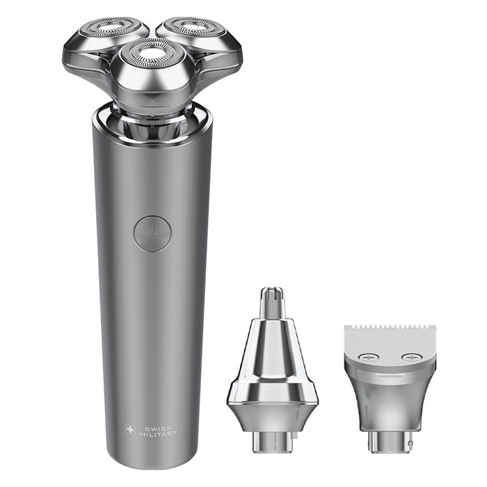 스위스밀리터리 3 in 1 메탈 쉐이버7 프로 전기면도기, SMAEV600X, 메탈 실버