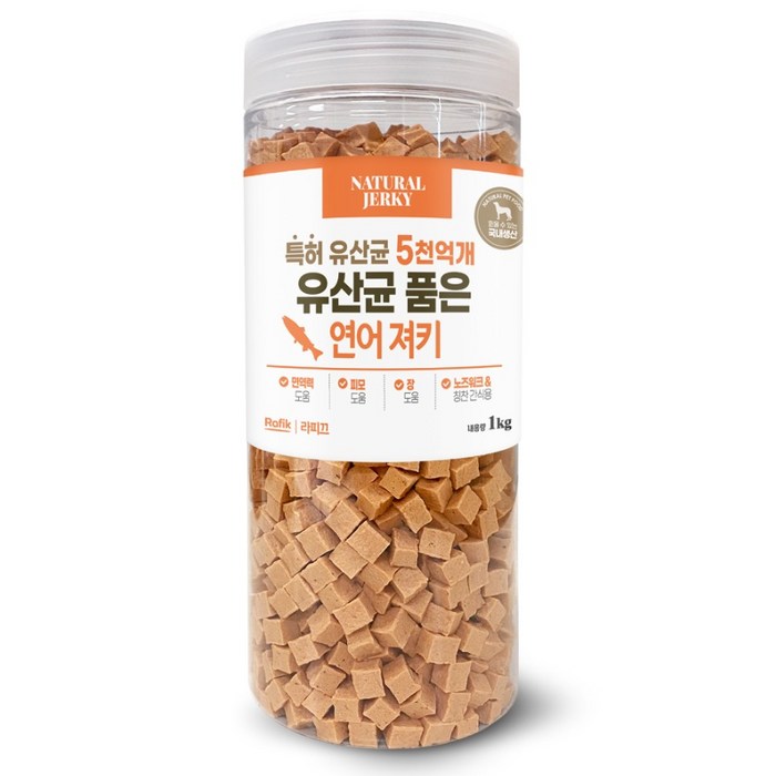 라피끄 강아지 유산균 품은 져키, 연어, 1kg, 1개
