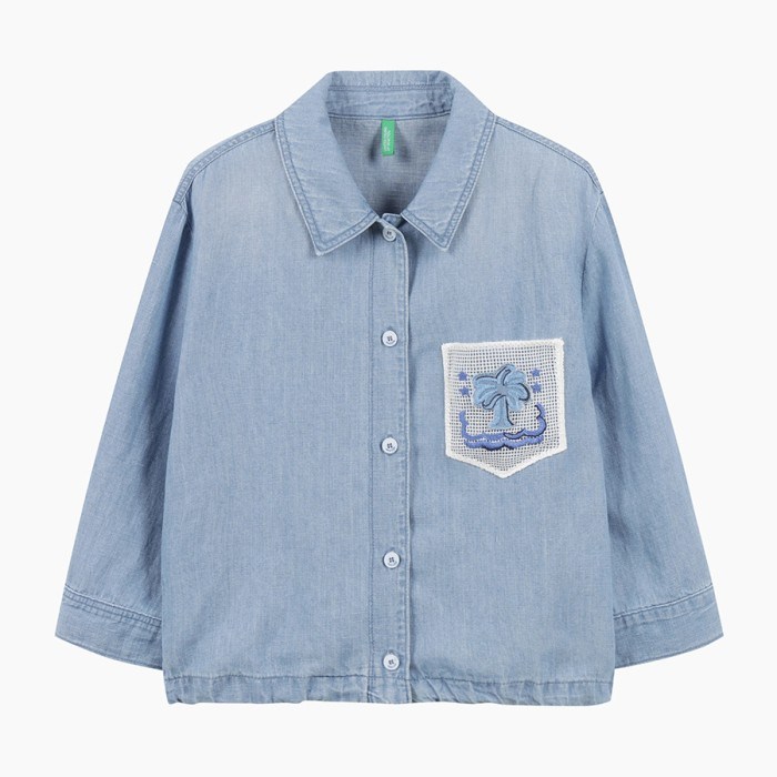 베네통 프리미엄야자수 스트링 데님 셔츠 BABL65531 219378