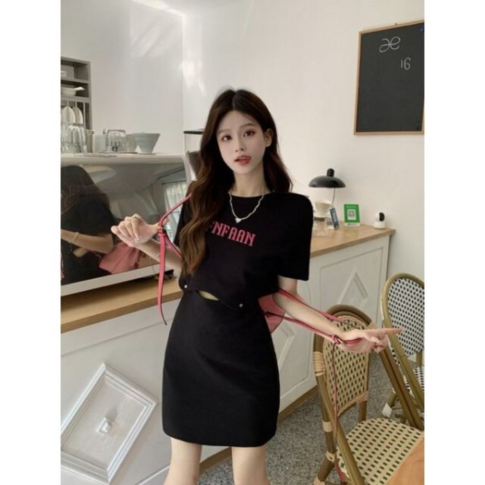 퍼프 플리츠 하객룩 휴양지원피스 쉬폰 여름 바캉스 패션 여성 의류 탈착식 이중 목적 디자인 자수 시원한 활기찬 소매 드레스