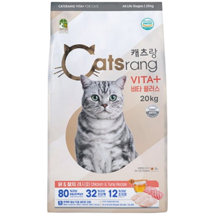 캐츠랑 비타플러스 길고양이사료 고양이밥 20kg 1개