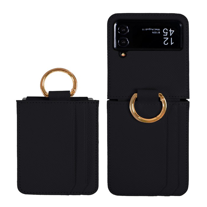 갤럭시 호환 Z플립3 4 가죽케이스 힌지보호 카드수납 지갑형