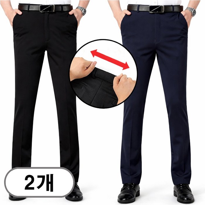 차쿠 11 남성 정장 바지 스판 고탄력 슬랙스 허리밴딩 오피스바지 비즈니스 바지 중년 빅사이즈 여름 봄 가을