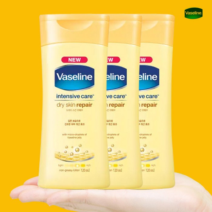 바세린 드라이 스킨 리페어 로션, 120ml, 3개 바세린 드라이 스킨 리페어 로션, 120ml, 3개