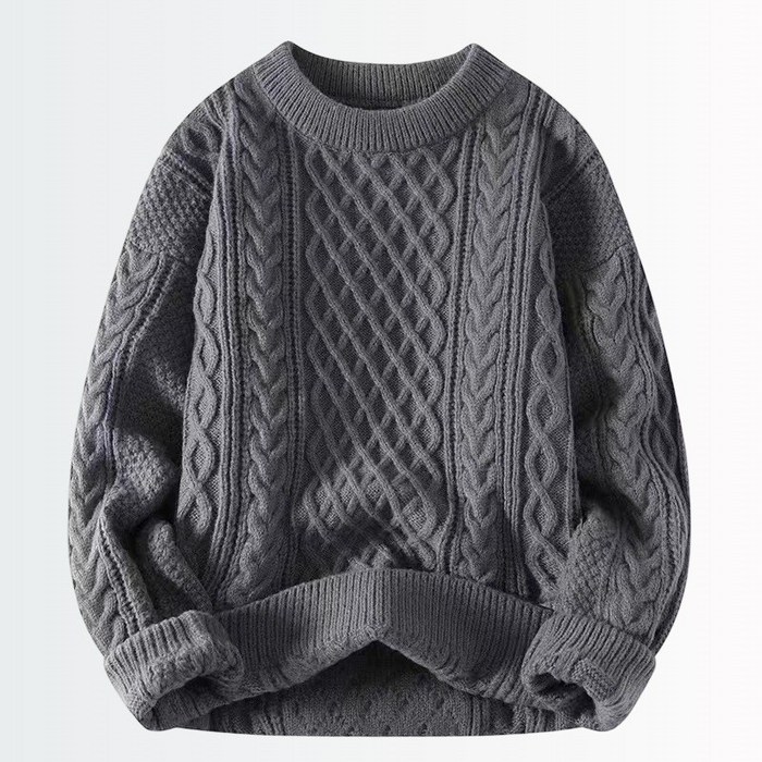 스타일닥터 남성 루즈 스웨터 라운드넥 싱글 컬러 니트