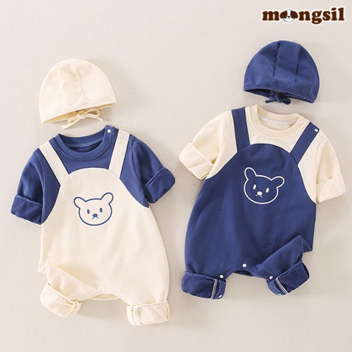 몽실이 블루베어 멜빵 우주복 보넷 아동 유아 남아 여아 가을 봄 외출복