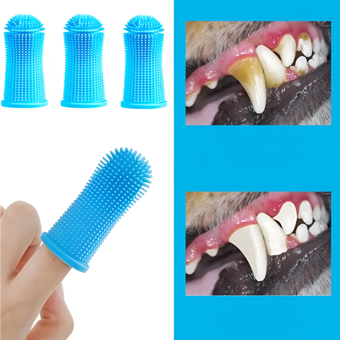 부드러운 실리콘 돌기 반려동물 구강청결 손가락 칫솔