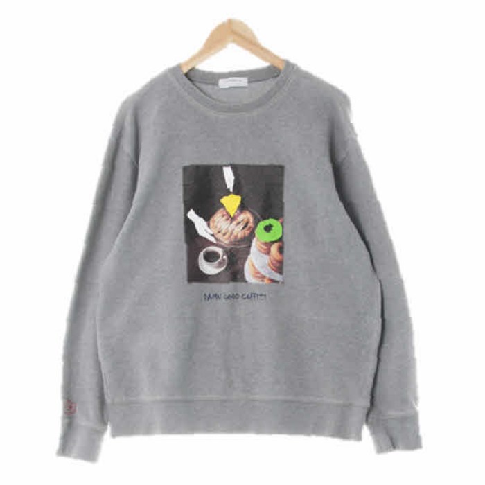 커스텀멜로우 8637 그레이 프린팅 면혼방 라이트스웨트셔츠 100