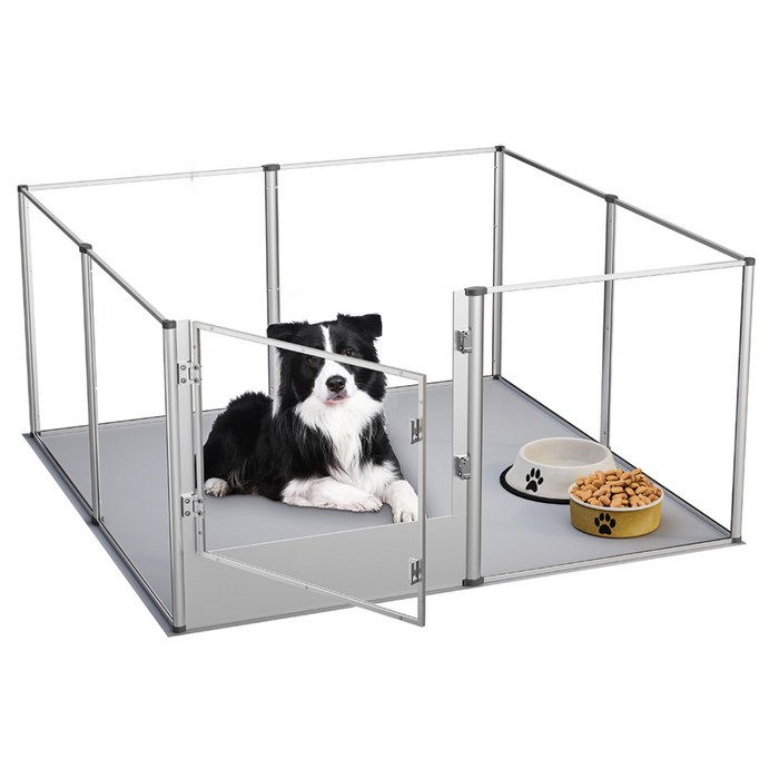 BingoPaw 아크릴 강아지 투명 울타리 안전문 펜스 튼튼한 알루미늄 합금